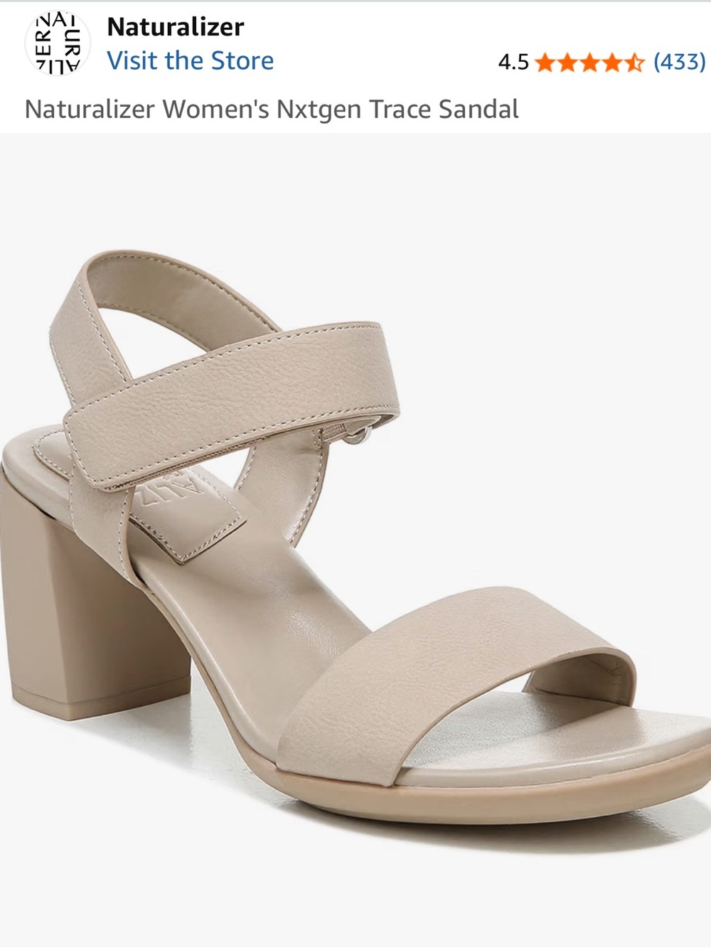Naturalizer Trace Block Heel Sandal in Beige - women’s 9 wide
